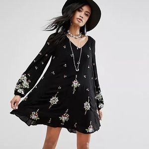 Free People Oxford Embroidered Mini Smock Dress